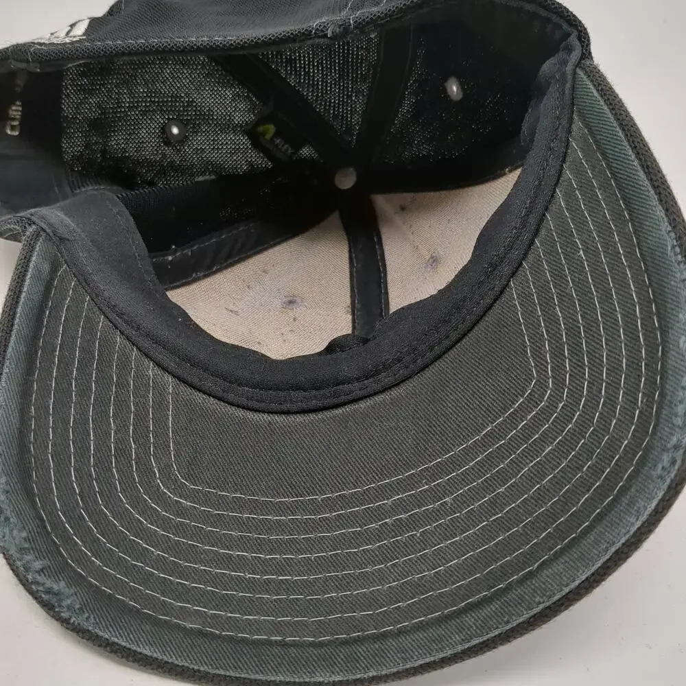 Adidas Baseball Cap Black One Size Fitted Stretch Fit Climalite Logo Hat